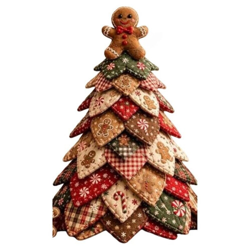 DIY Quilted Christmas Tree Kit, Christmas DIY Quilted Fabric Tree  Kit, 3D Padded Patchwork Sewing Set A 1