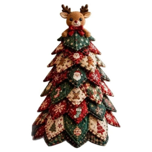 DIY Quilted Christmas Tree Kit,3D Padded Patchwork Sewing Set for Beginners, Home Mantel Table, Gift for  Lovers B