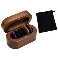 Gitarrenplektrum-Etui-Set mit 2 Holzplektren + 8 Zelluloidplektren, Geschenkidee für Gitarrenliebhaber und -Spieler