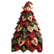 DIY Quilted Christmas Tree Kit, Christmas DIY Quilted Fabric Tree Kit, 3D Padded Patchwork Sewing Set B