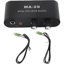 1 Set MA-2S Microfoon Muziekmixer Voorversterker 6,5 mm Dynamisch 3,5 mm Condensator Versterker MIC en voor Audiomixer DC5-12V EU-Stekker