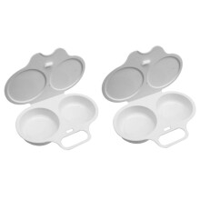 Microwave Egg Poacher with Lid and Handle, Dual Cavity Nonstick Egg Cooker Two Separate Cavities Cook Two Eggs At Once