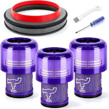 Paquete de 3 Filtros de Aspiradora y 1 Anillo de Sellado para V11/V15 (SV14-SV28, SV22, SV47), Reemplaza la Pieza N. 970013-02/03