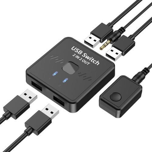Διακόπτης USB 2 εισόδων 2 εξόδων - RNCYN - Plug and Play - Άμεση