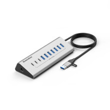 RNCYN Multiport USB 3.0 Hub - 7 poorten - 10-in-1 - Aluminiumlegering - 12V voedingsadapter - USB-C interface