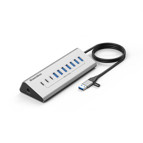 RNCYN Πολυθυρικός Διανομέας USB 3.0 - 7 Θύρες - 10 σε 1 - Κράμα