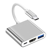 3-in-1 Type-C-converter - RNCYN - Aluminium metalen behuizing - Wit - 4K USB 3.0 - PD - MacBook - Chromebook