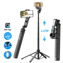 Estabilizador de bastão de selfie para vlogs - RNCYN - Rastreamento facial por IA - Luz de preenchimento integrada - Eixo único