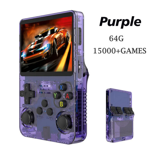 Console portátil retrô - RNCYN - Tela IPS de 3,5 polegadas - Wi-Fi - Sistema Linux - 64 GB - Roxo - Reprodutor de vídeo de bolso