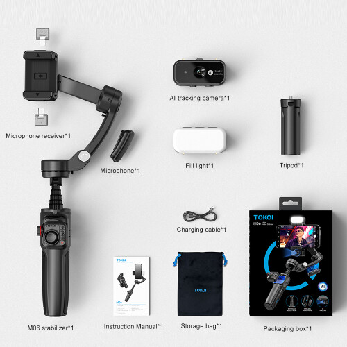 Three-axis smartphone stabilizer - RNCYN - M06 - face tracking - magnetic selfie stick