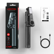 Bastão de selfie telescópico estabilizado para smartphones - RNCYN - Rastreamento inteligente por IA - Gimbal com rotação de 360