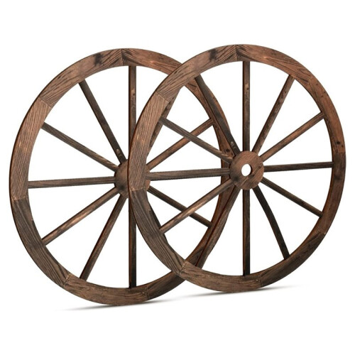 Conjunto de 2 Rodas de Carroça de Madeira de 30 cm (12 Polegadas), Decoração Rústica Ocidental para Bar, Garagem, Quarto, Festa Country