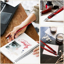12-Piece Wooden Dip Pen Holder Set for Calligraphy, Drawing & Illustration - Ideal for Ink Writing & Sketching(NO Tip )