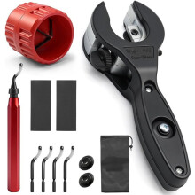 Ratcheting Pipe Cutter Tool Kit Tubing Cutter 5/16" to 1-1/8" with Deburring Tools for Professional Tube Compact Cutter