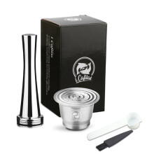I Cafilas I Caflas Refillable Stainless Steel Coffee Capsule Compatible for with Tamper & Brush