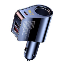Car Charger 3in1 Cigarett Lighter Adapter QC Fast Charging USB Adapter 60W Splitter Power Adapter