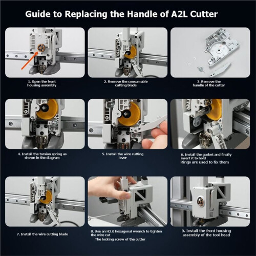 2 Sets Filament Cutter Lever Replacement Push Cut Filament Handle for  A2L Series 3D Printer Accessories 2
