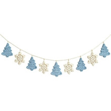 Crochet Christmas Banner,47.24in Festive Garland for Xmas Party Decor Handmade Hanging Decor,Festive Party Backdrop A