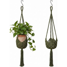 Boho Macrame Plant Hanger with Hooks, Rope Hanging Baskets for Plants Outdoor Indoor, Wall Plant Holder for Garden Home