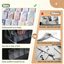 4-Tier Clear Acrylic Bookmark & Sticker Display Stand, 20-Pocket Portable Desk Organizer Holder for Home, Retail Counter