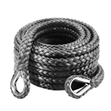 Rallonge de Câble de Treuil 3/8" X 50 Pi, Capacité de 26 500 Lb, Câble D'Extension de Treuil Synthétique Gris Foncé pour Utilisation Hors Route