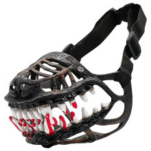 Halloween Dog Muzzle Latex Scary Beast Mouth Mask with Movable Teeth for Pet Cosplay XXL