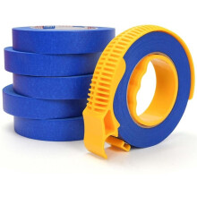 Ruban de Masquage Bleu avec Distributeur, 6 Rouleaux, Résistant Aux UV, pour Peinture Extérieure (Murs, Fenêtres)