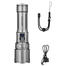 Ultra Bright Long Range LED Flashlight, Digital Display Aluminum Alloy Rechargeable Torch for Outdoor Camping Hiking