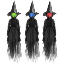 Halloween Witch Decorations Outdoor, Set of 3 Color Changing LED Yard Stakes for Lawn Garden Haunted House