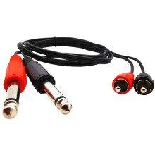 6,5 mm auf 6,35 mm RCA-Audiokabel, Dual 6,35 Mono auf Dual für RCA-Stecker, 2-zu-2 Lotus Mixer-Audiokabel, 1,5 M