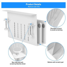Almacenamiento Lateral Escritorio, Soporte para Portátil Debajo Escritorio, Organizador Archivos Colgante para Mesa, Bandeja Gestión Cables con