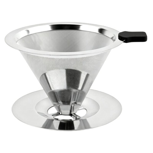 Pour over Coffee Dripper Stainless Steel Cone Coffee Filter Fine Mesh Double Layer