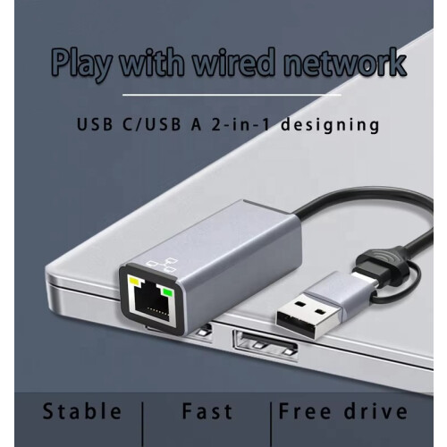 Adaptador Ethernet USB-C - RNCYN - USB 3.0 e Tipo-C - RJ45 100Mbps - Compatível com PC, tablet e celular 2