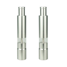 Salt Grinder and Pepper Mill Set of 2 for Sea Salt & Spices, Thumb Button One Hand Operation