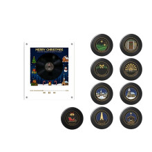 Xmas Automatic Singing Magnetic Fridge Magnet Rotary Disc Night Light NFC Induction Christmas Refrigerator Magnetic Disc