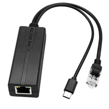 Gigabit 5V 2.4A PoE Splitter - 48V to 5V USB Power Module for Network Devices, Type-C Output