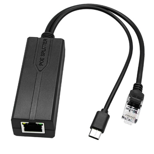 Gigabit 5V 2.4A PoE Splitter - 48V to 5V USB Power Module for Network Devices, Type-C Output
