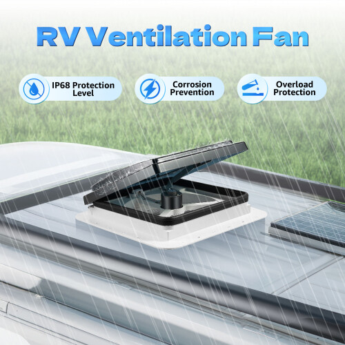 Ventilateur d'extraction pour camping-car, 12V, 28x28cm, avec éclairage LED, étanche IP68 1