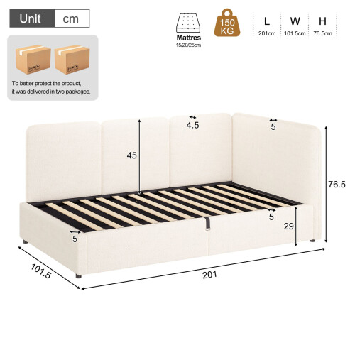HOMAIRE 3FT Beige Bouclé Ottoman Daybed 1