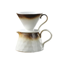 Keramik-Kaffeefilterset für -Filter mit Kanne, Retro-Matt, 2-Teilig, Weiß, für die Heimbrühkaffeezubereitung