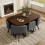 HOMAIRE Walnut Dining Set with 6 Gray Chairs 4