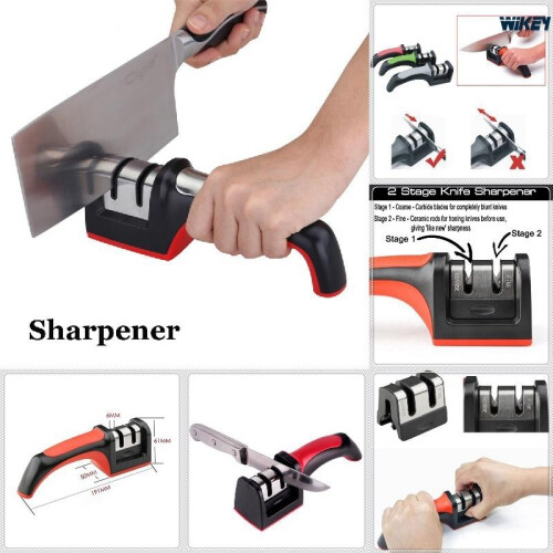 2 Stages For Kitchen Knife Sharpener Sharpening Stone Tools Ceramic Carbide 1