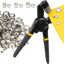 Kit de Herramientas para Ojales de Alta Resistencia de 1/2", 5/16" y 3/8", Alicates de Mano para Ojales de Varios Tamaños con 900 Ojales Plateados