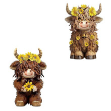 2 Stück Toilettenschraubenabdeckungen mit Hochlandrind-Motiv, Sonnenblumen-Toilettenschraubenkappen, Dekorative Toilettenschraubenabdeckungen,