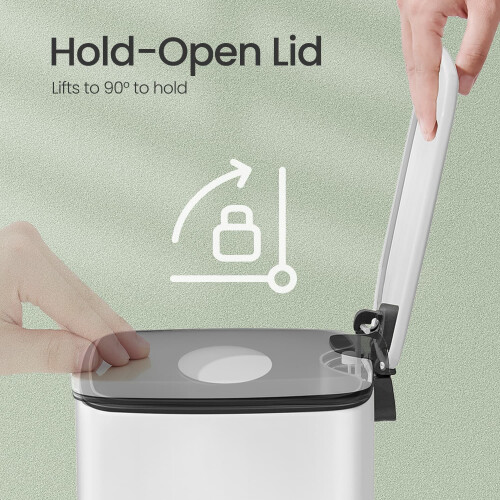 Bathroom Bin - Steel - White - 6L Soft-Close Lid for Compact Spaces 2