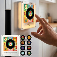 Weihnachtlicher Magnetischer Musik-Kühlschrankmagnet mit Touch-To--Funktion, Schallplattenspieler, Nachtlicht und Integrierter LED-Beleuchtung