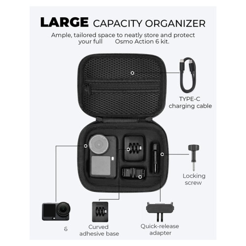 Hard Carrying Case for  Osmo Action 6, -Proof Shockproof Bag, Holds Camera & Accessories Kit 2