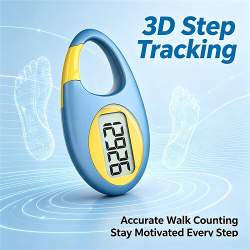 3D Pedometer for Walking - Simple Step Tracker Counter with Large Digital Display for All Ages