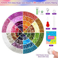 Kit di 10500 Perline Tubolari In Vetro, 39 Colori, per La Creazione di Gioielli, Ricami e Lavori Artigianali.