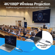 Extensor Inalámbrico de 50M Compatible con para Transmisor y Receptor, con Adaptador USB-C, para TV, Proyector y Monitor